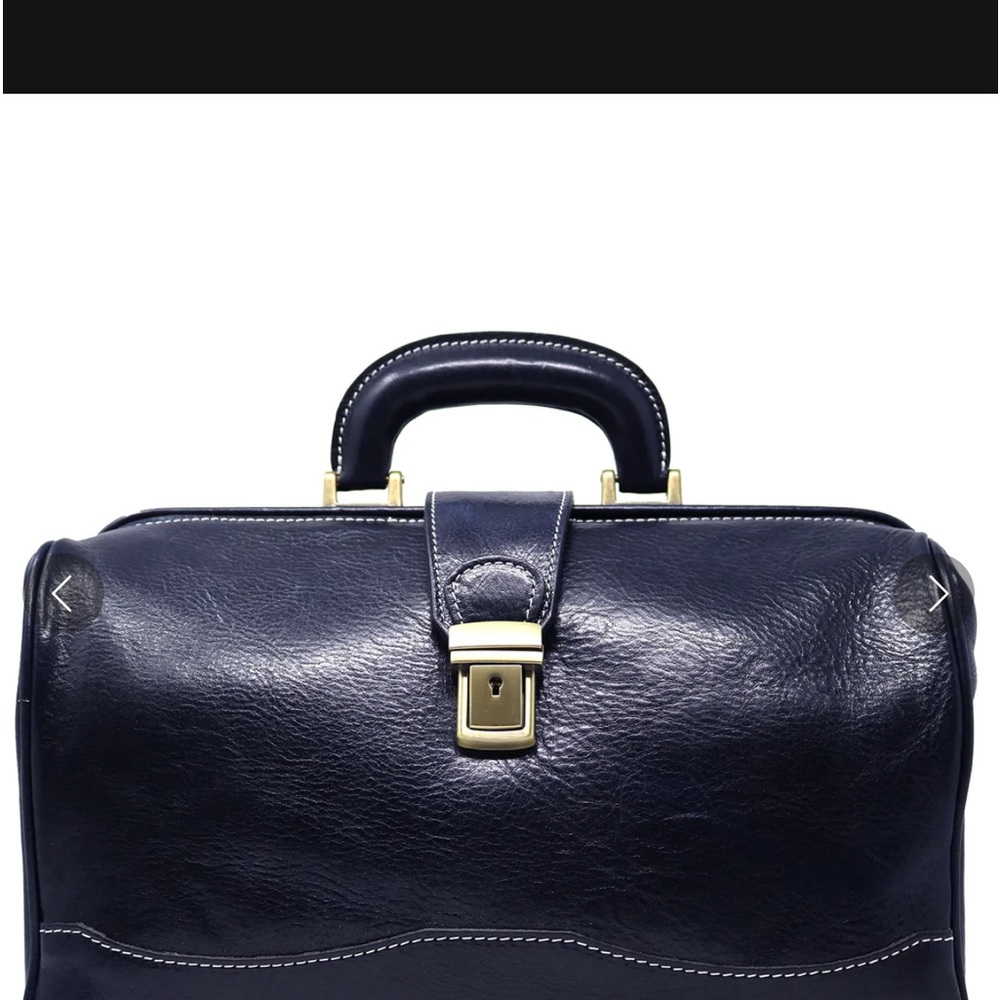 Floto Ciabatta leather satchel purse handbag doctor bag new navy blue